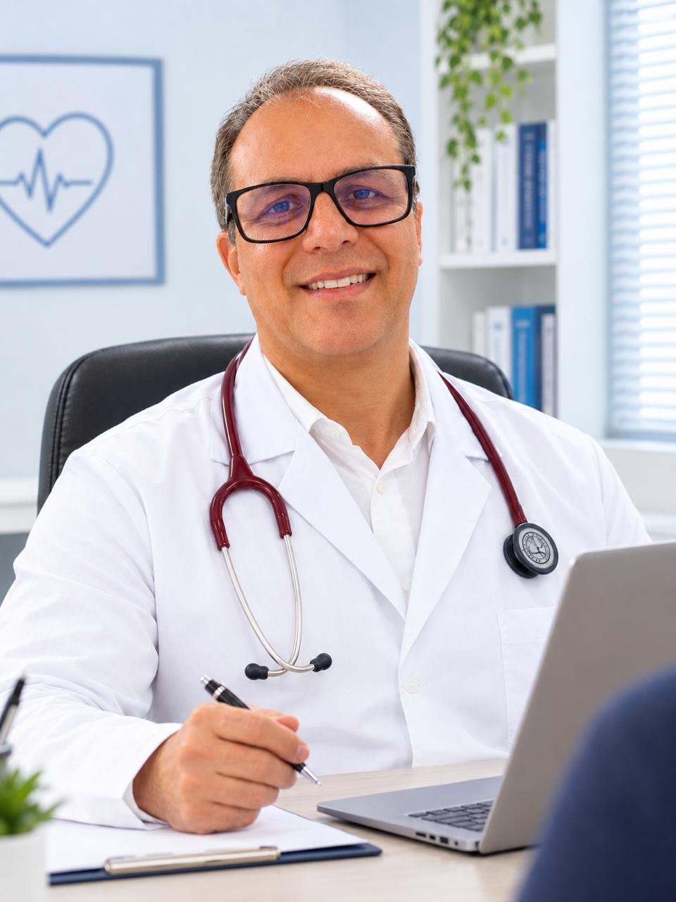 Dr. Thales Onofri de Oliveira, médico homeopata, em consulta